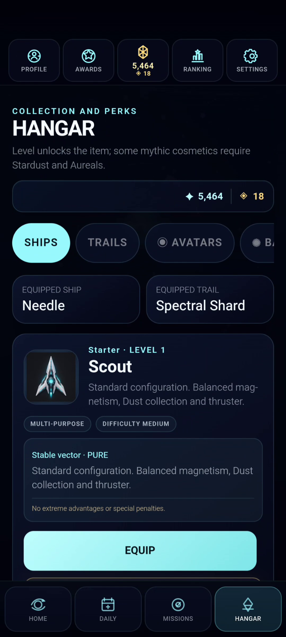 ORB1TAL Hangar screen